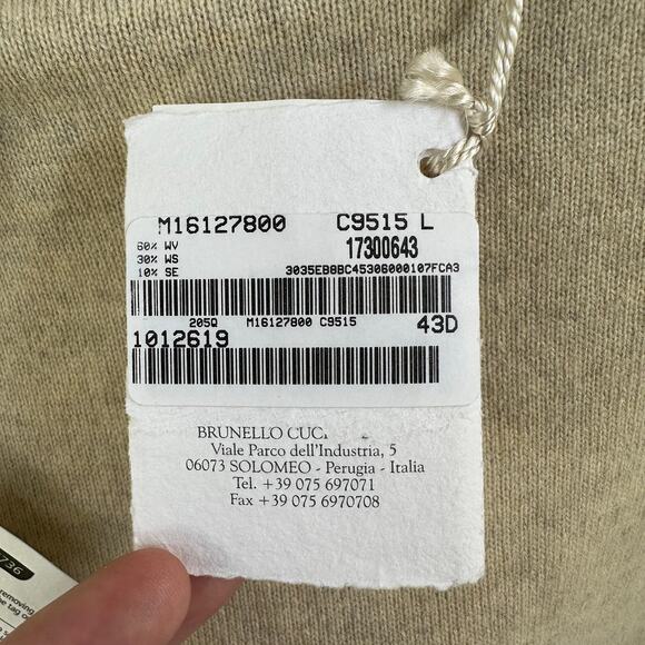 *NEW* Brunello Cucinelli Cashmere Silk Monili Large Sweater Wool Tan Knit Jumper - Picture 11 of 13
